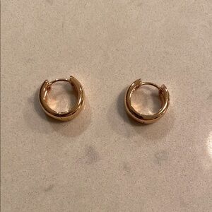 Gold plated hoop huggie earrings